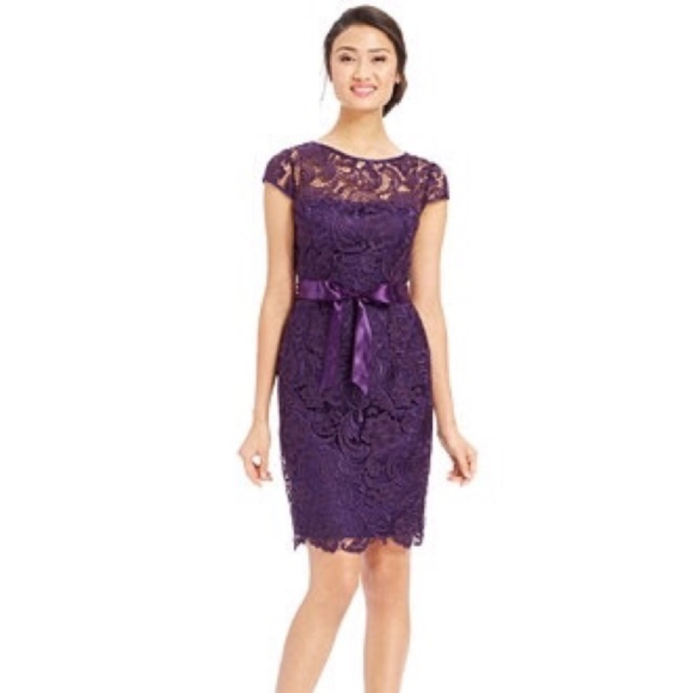 Adrianna Papell Cap-Sleeve Illusion Sheath Dress